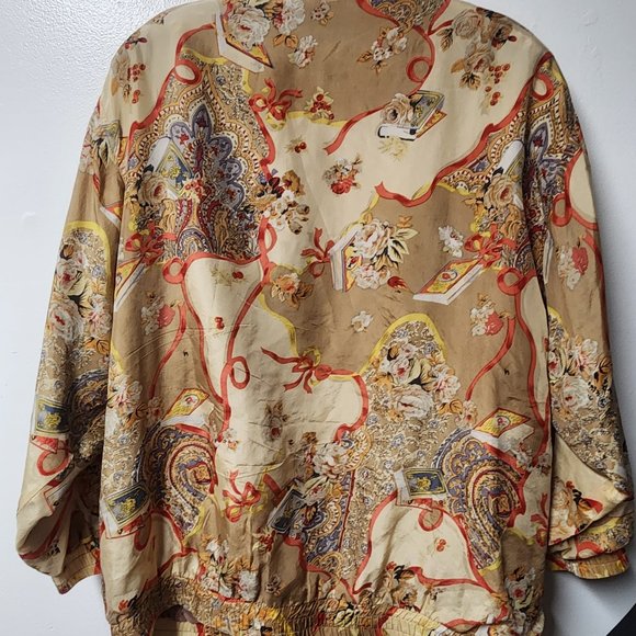 Vintage Details Sportswear Womens Silk Blend Zip Up Bomber Jacket 1X Flawed - Picture 6 of 9